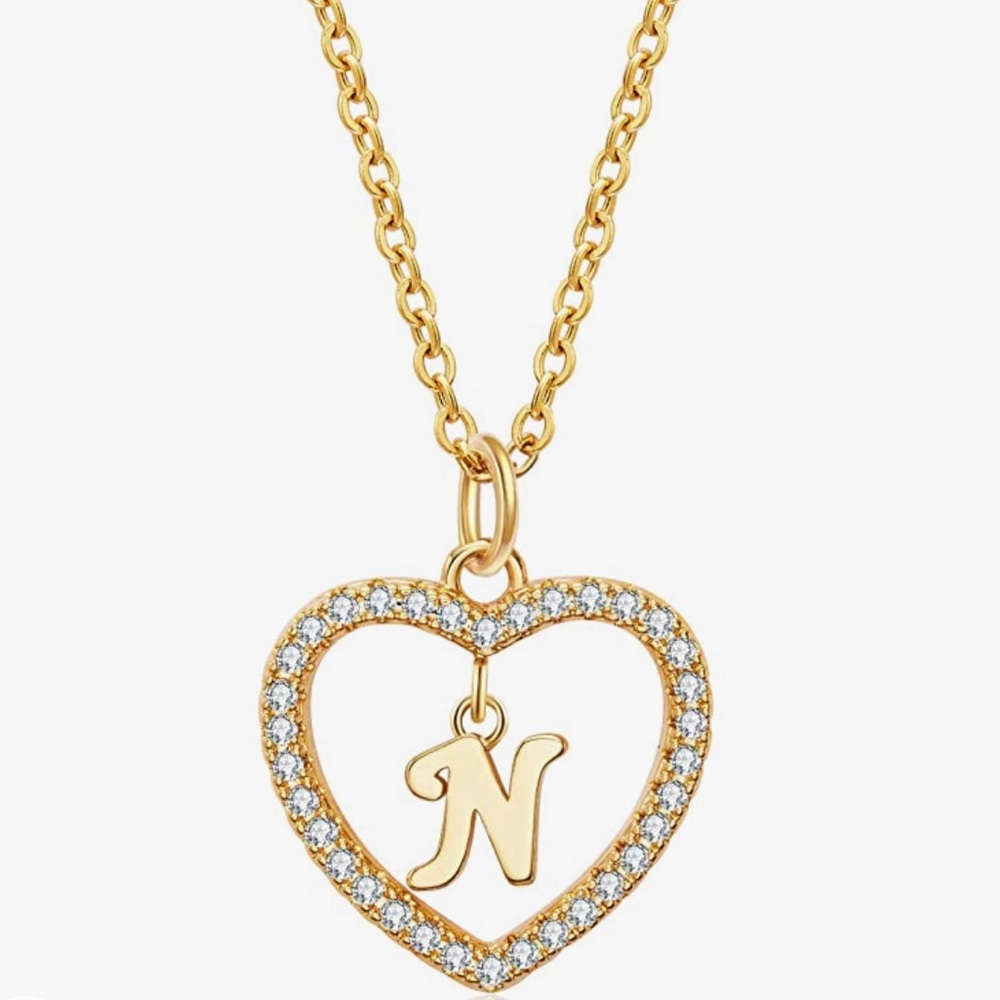 HolyFast Initial N Heart Necklace Heart Letter Name
